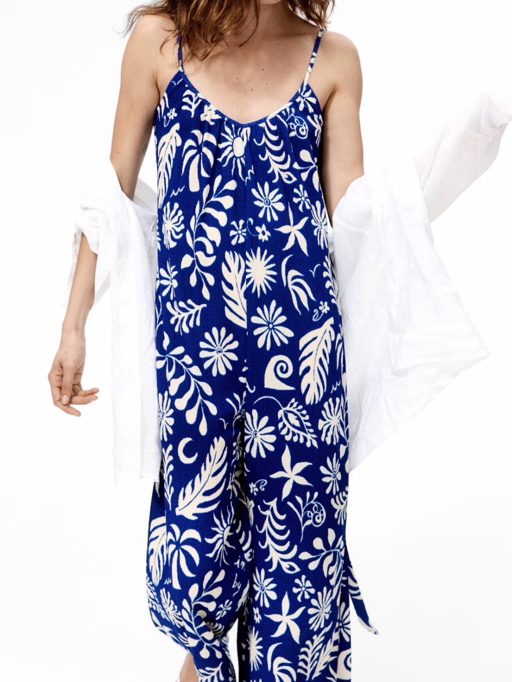 Blue Floral Wide-Leg Jumpsuit NWT